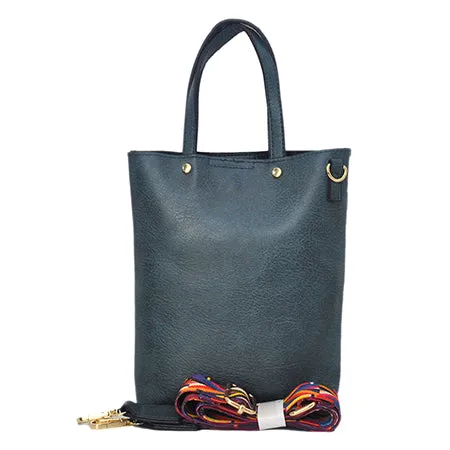 Navy Faux Leather NGIL Bucket Handbag