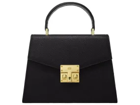 Odette Mini Dolomite Pebble Print Calf Leather Handbag - Black