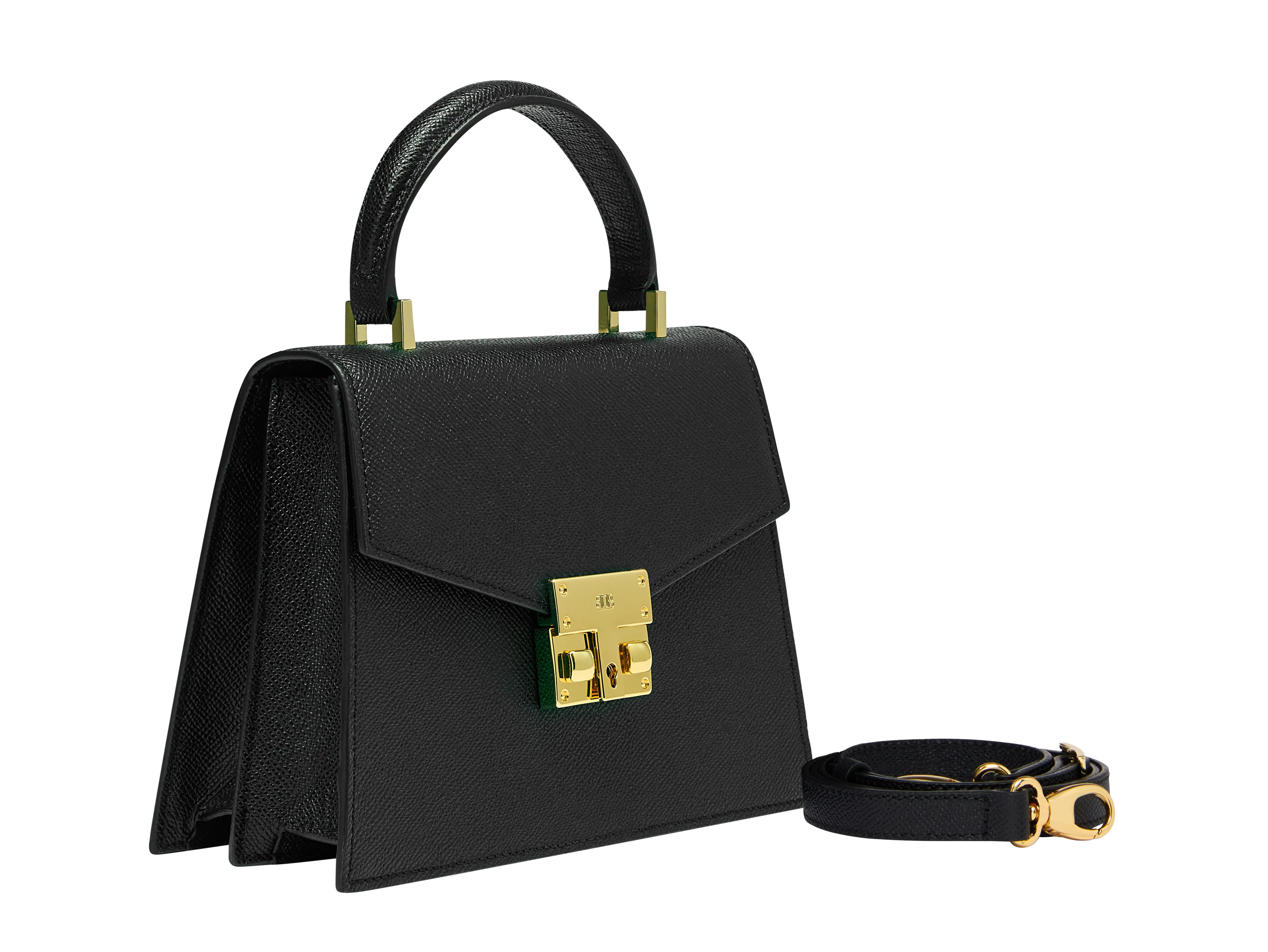 Odette Mini Dolomite Pebble Print Calf Leather Handbag - Black