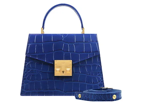 Odette Mini Orinoco 'Croc' Print Calf Leather Handbag - Cobalt