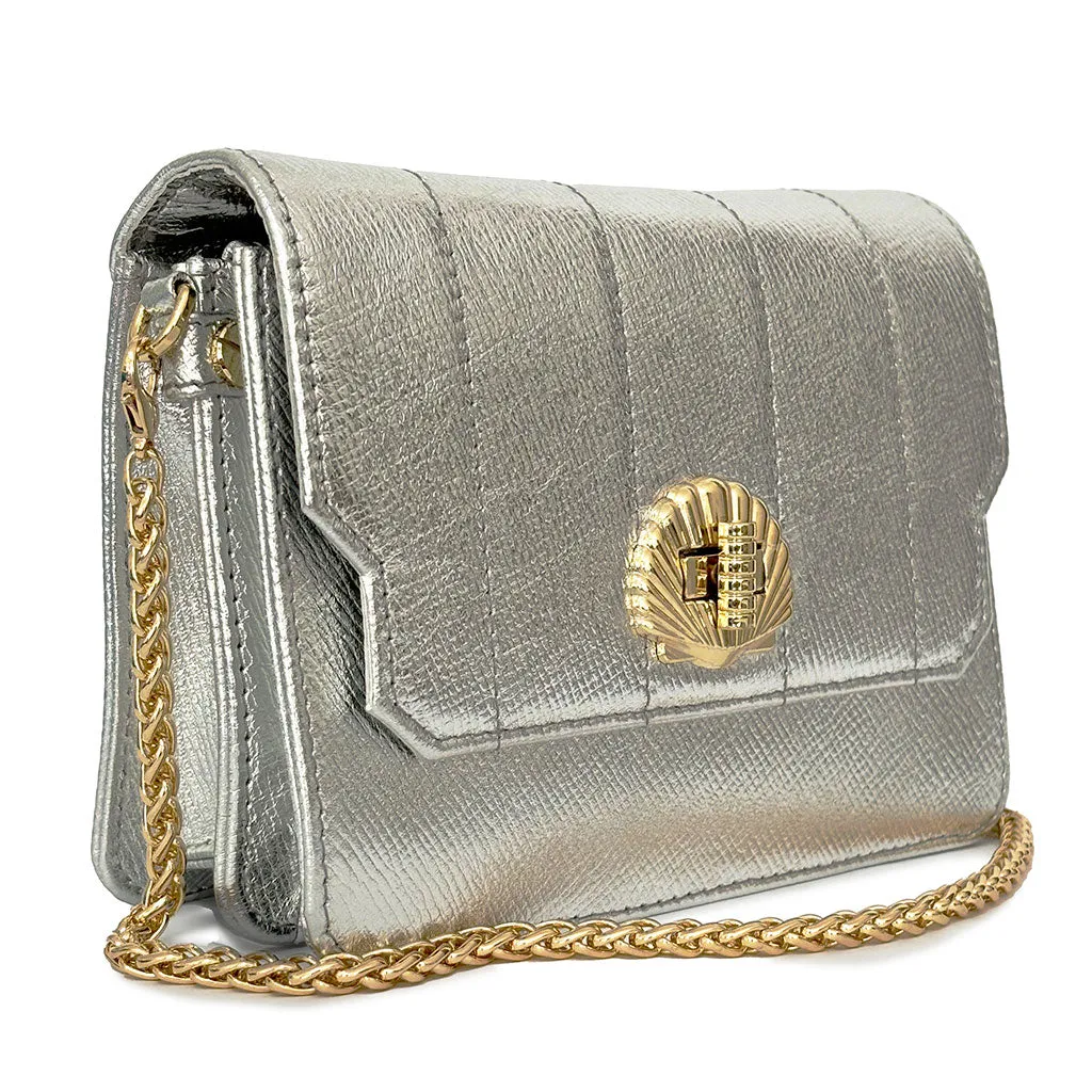 Otis Quilted Shell Shoulder Bag - Silver