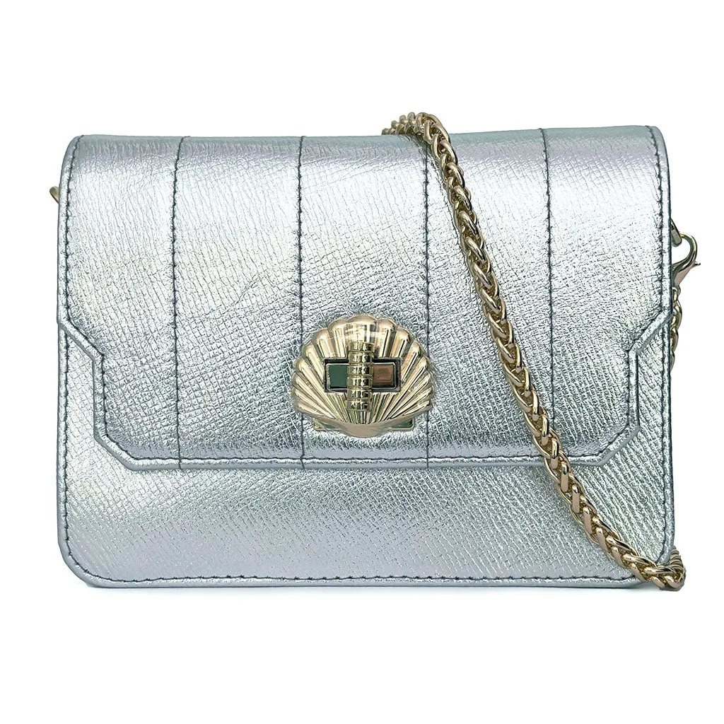 Otis Quilted Shell Shoulder Bag - Silver