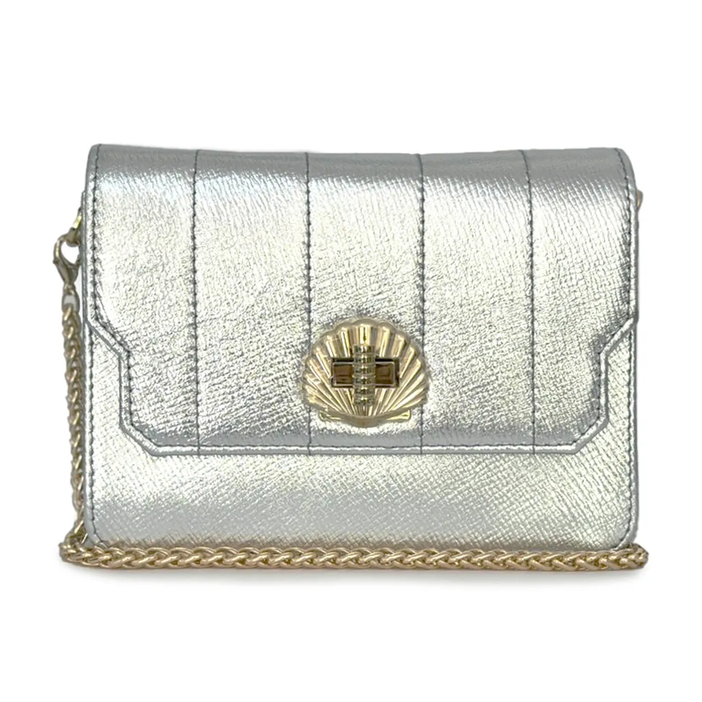 Otis Quilted Shell Shoulder Bag - Silver