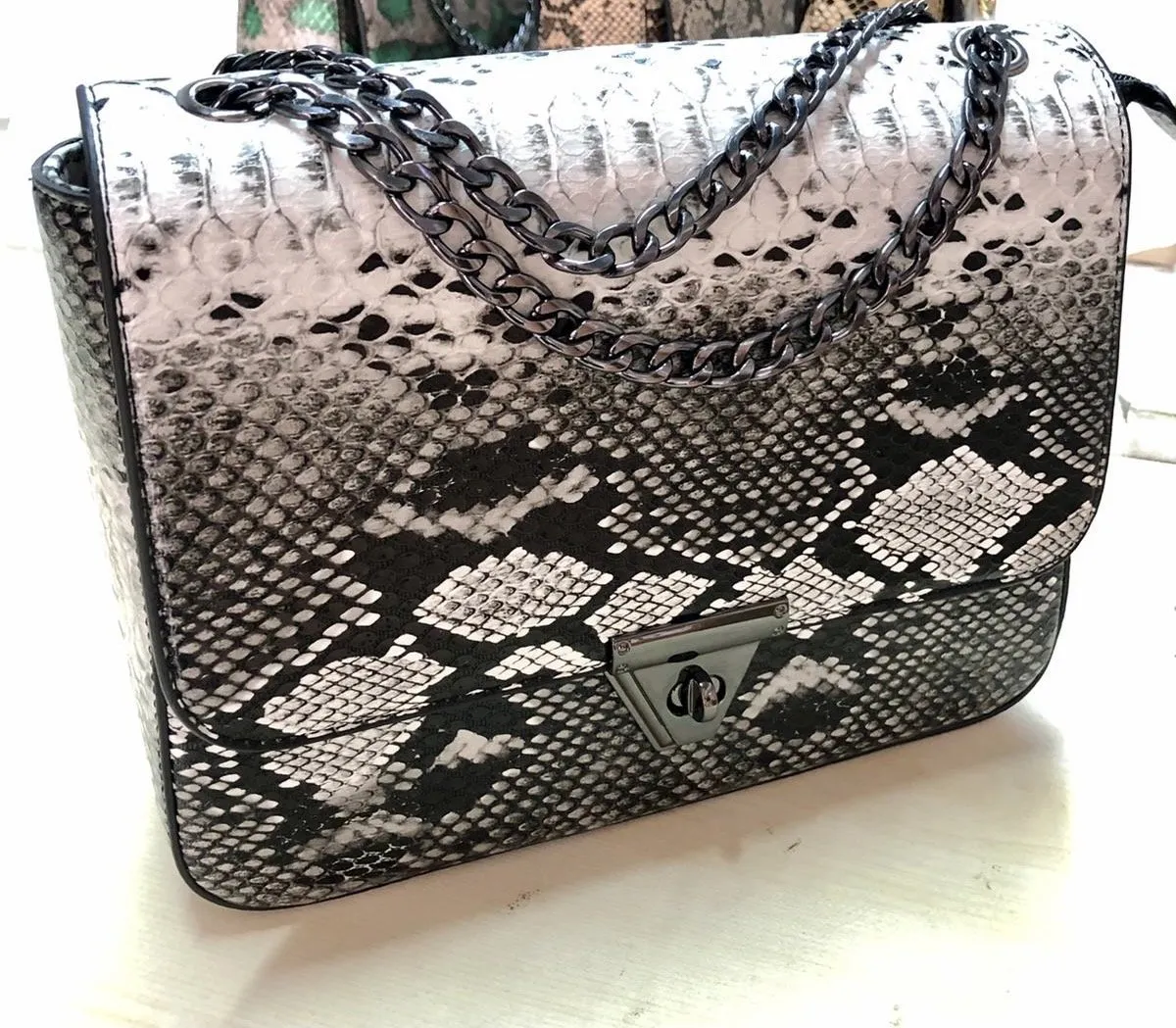 Paris Snake Skin Effect Shoulder Bag