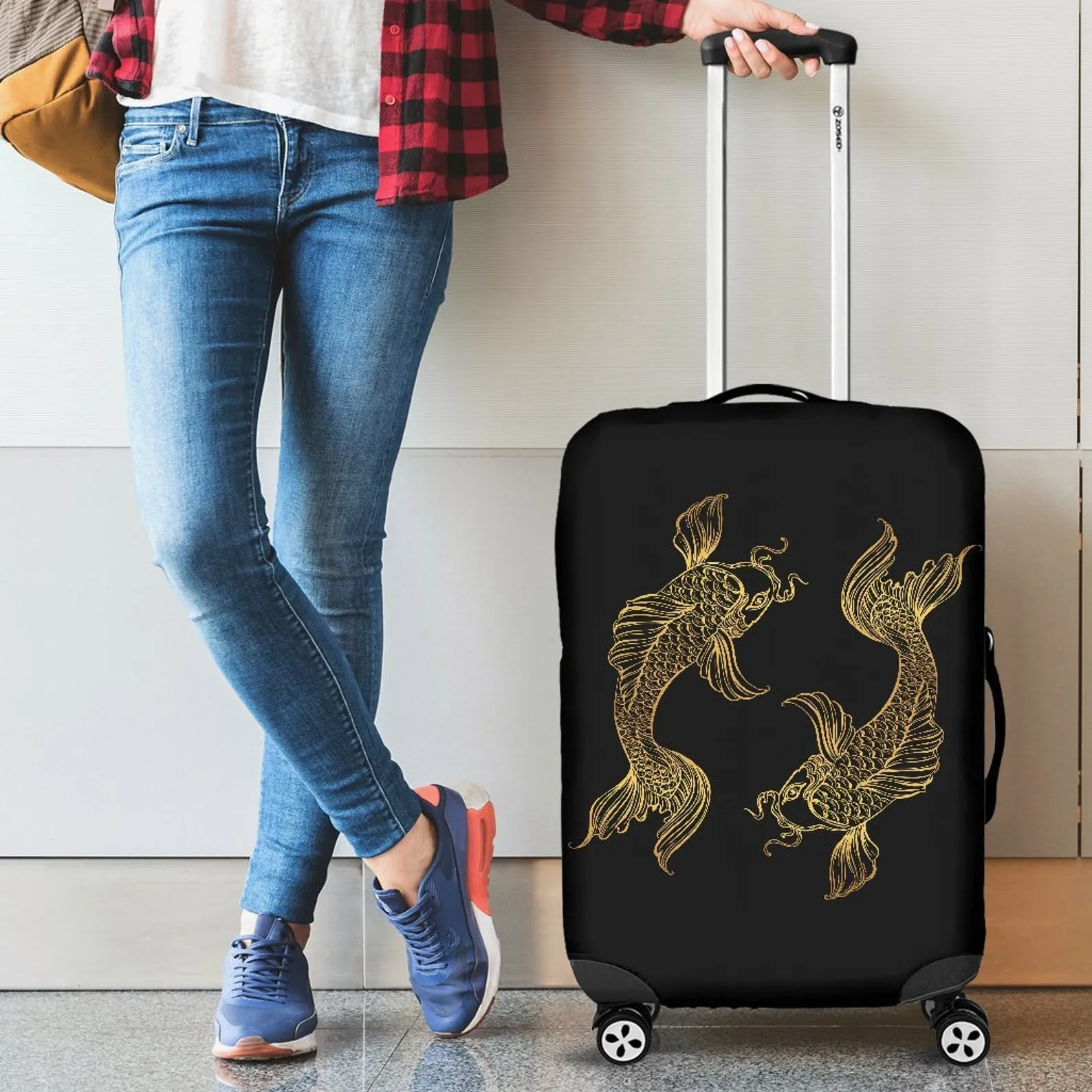 Pisces Luggage Suitcase Cover, Pisces Gift Item, Luggage Protector, Custom Luggage Wrap, Pisces Fabric Luggage Cover Decor, Fish Lover Gift