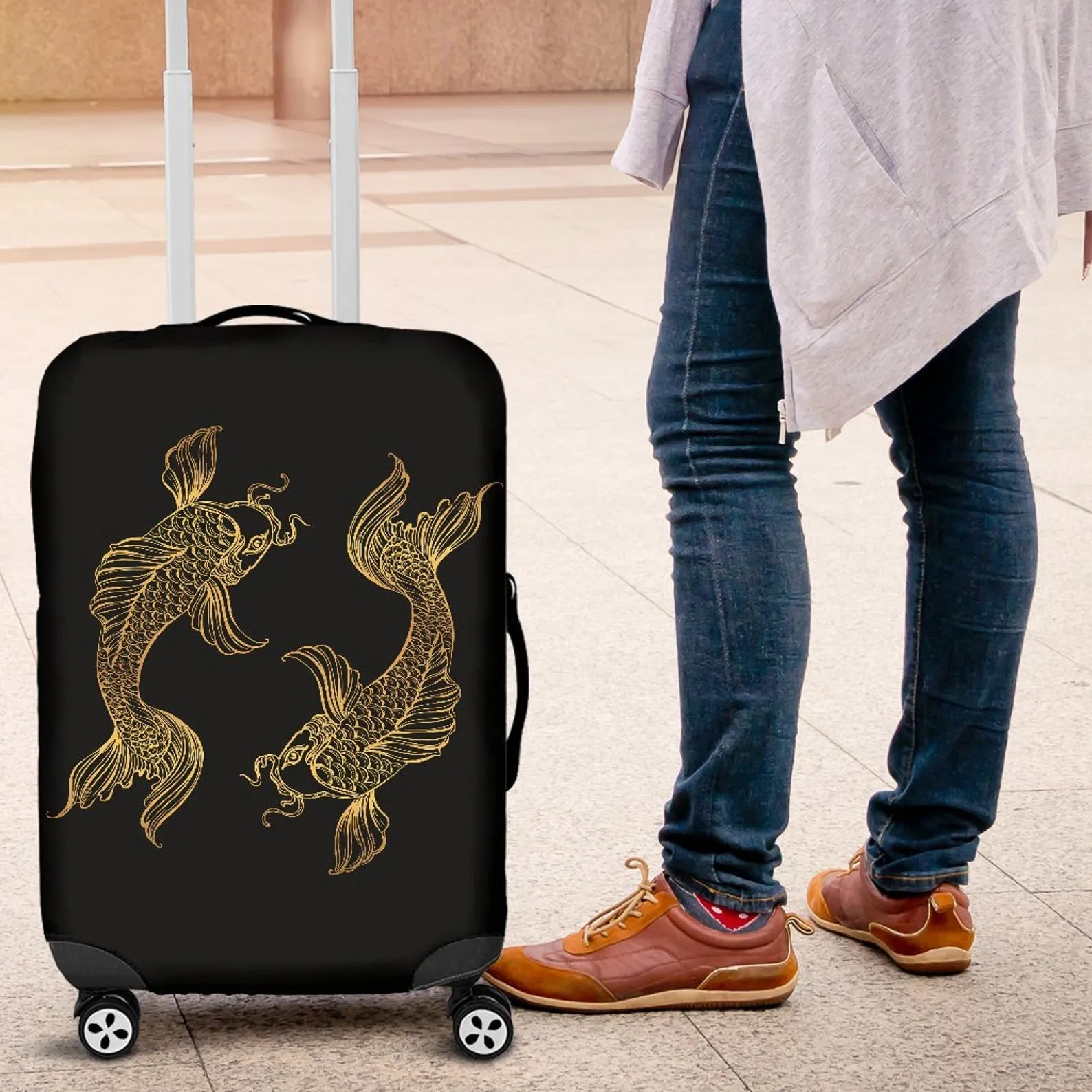 Pisces Luggage Suitcase Cover, Pisces Gift Item, Luggage Protector, Custom Luggage Wrap, Pisces Fabric Luggage Cover Decor, Fish Lover Gift