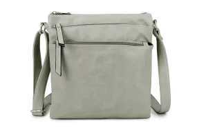 PLAIN LIGHT GREY MULTI COMPARTMENT CROSS BODY SHOULDER BAG