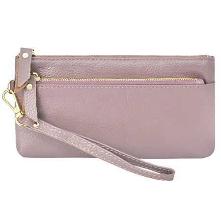 Purple NGIL Genuine Leather Wristlet Handbag