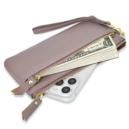 Purple NGIL Genuine Leather Wristlet Handbag