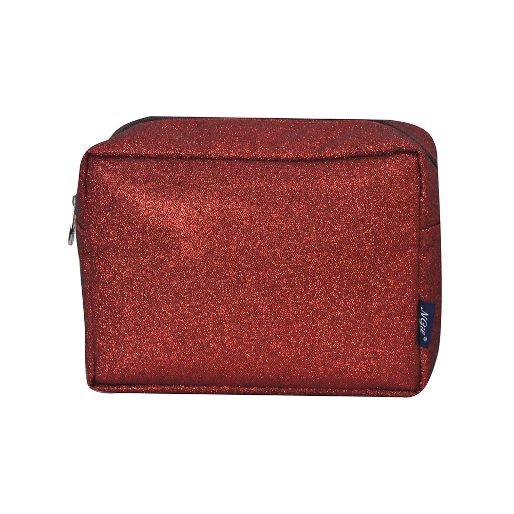 Red Glitter NGIL Large Cosmetic Travel Pouch