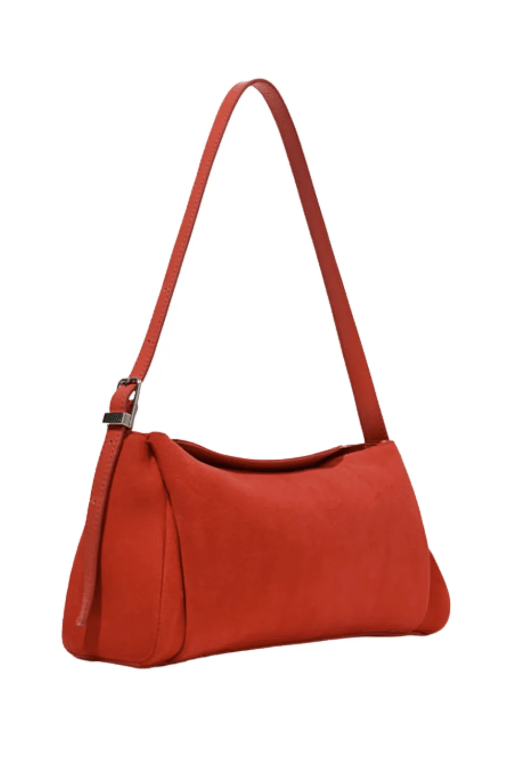 Red Orange Suede Bicorn Shoulder Bag