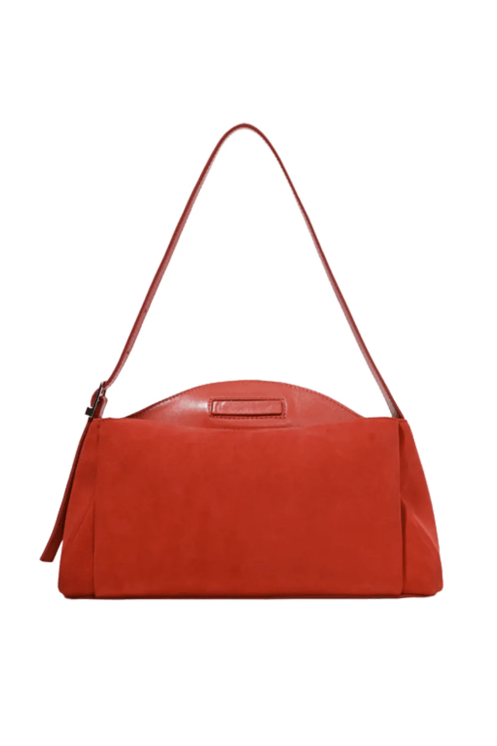 Red Orange Suede Bicorn Shoulder Bag