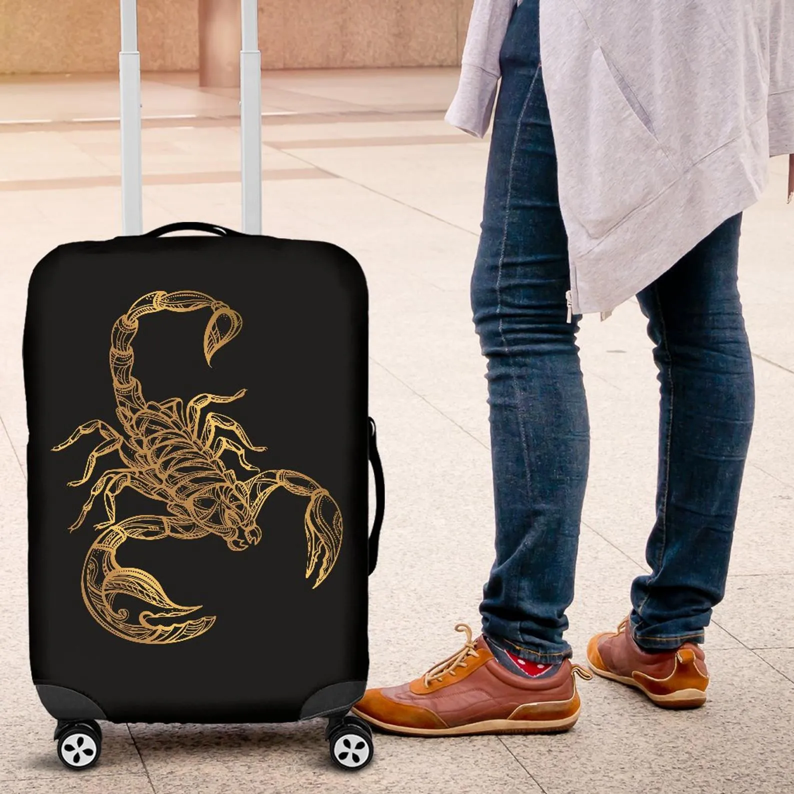 Scorpio Luggage Suitcase Cover, Scorpion Gift Item, Luggage Protector, Custom Luggage Wrap, Scorpion Fabric Luggage Cover Decor