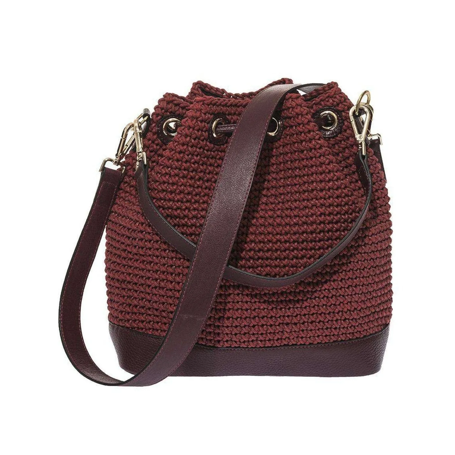 Shoulder Bag / Handbag Handmade Waxed Rope with Leather Straps