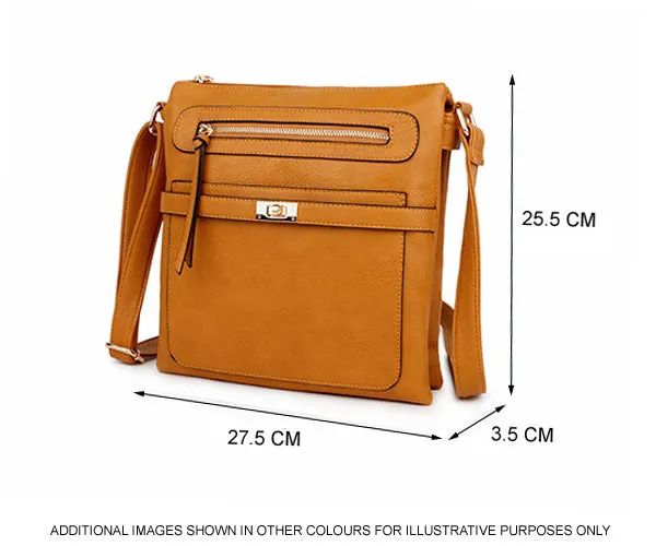 TAN MULTI COMPARTMENT CROSS BODY SHOULDER BAG