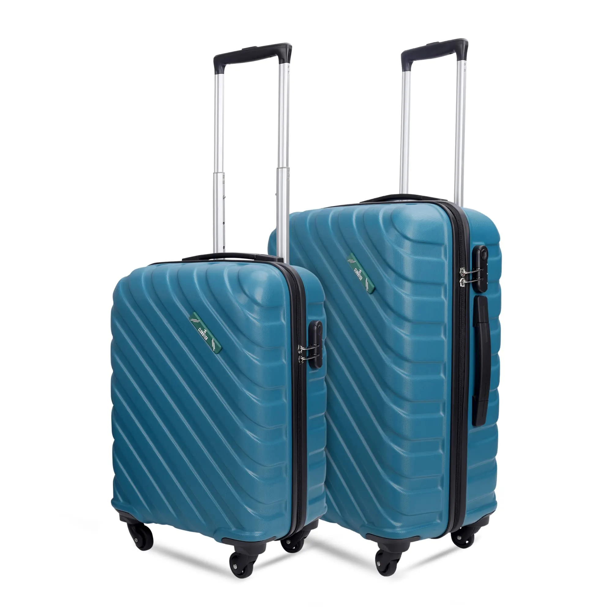 THE CLOWNFISH Armstrong Combo of 2 Luggage ABS Hard Case Suitcase Four Wheel Trolley Bags- Teal (Medium-65 cm-24 inch, Small-54 cm-20 inch)