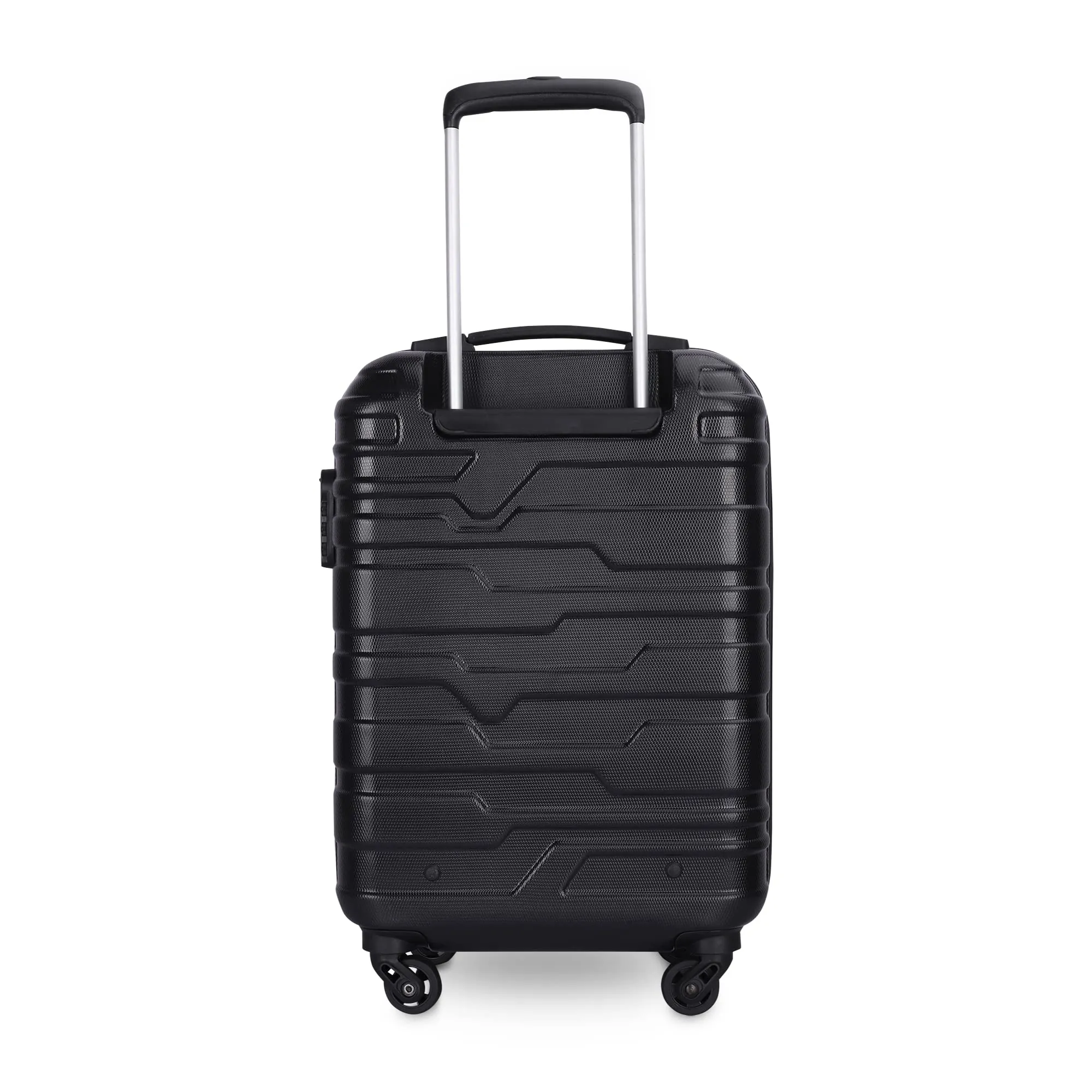 THE CLOWNFISH Arsenio Series Luggage Abs Hard Case 4 Wheels Suitcase Four Spinner Wheels Trolley Bag - Black (55 Cm, 22 Inch), Small