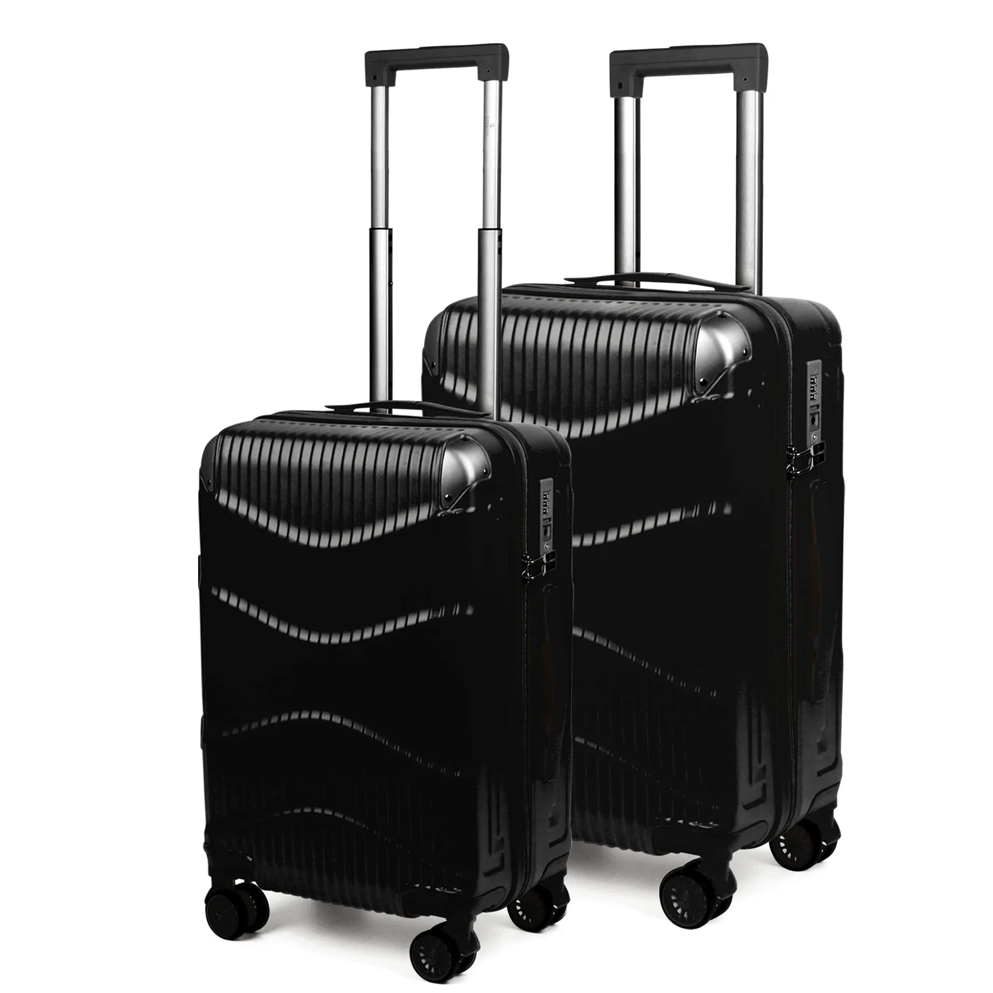 THE CLOWNFISH Ballard Series Luggage ABS & Polycarbonate Exterior Suitcase Eight Wheel Trolley Bag with TSA Lock- Black (Small size, 55 cm-22 inch)