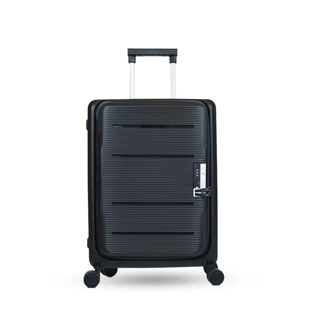 THE CLOWNFISH Collapsible Series Luggage Polypropylene Hard Case Suitcase Spinner Eight Wheel Foldable Trolley Bag With Tsa Lock- Black (Small Size, 51 Cm-20 Inch), H-56 Centimeters