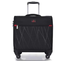 THE CLOWNFISH 'Lock n Roll' Series Luggage Polyester Soft Case Four Wheel Suitcase 15.6 inch Laptop Trolley Bag with TSA Lock - Black (18 inch)