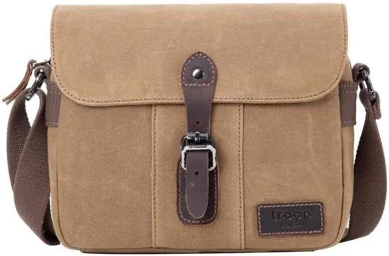 Troop London Heavy Wax Cotton Canvas Shoulder Bag | Camel