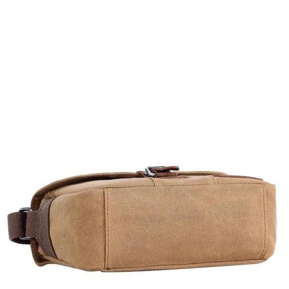 Troop London Heavy Wax Cotton Canvas Shoulder Bag | Camel