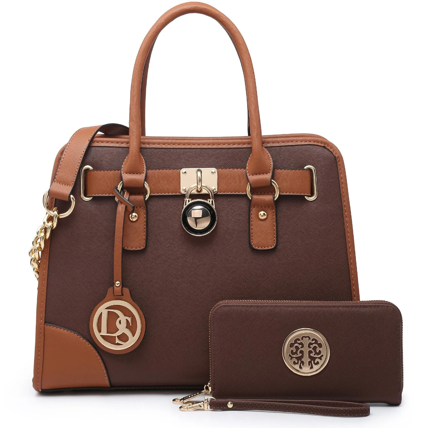 Two-Tone Handbag with Matching Wallet