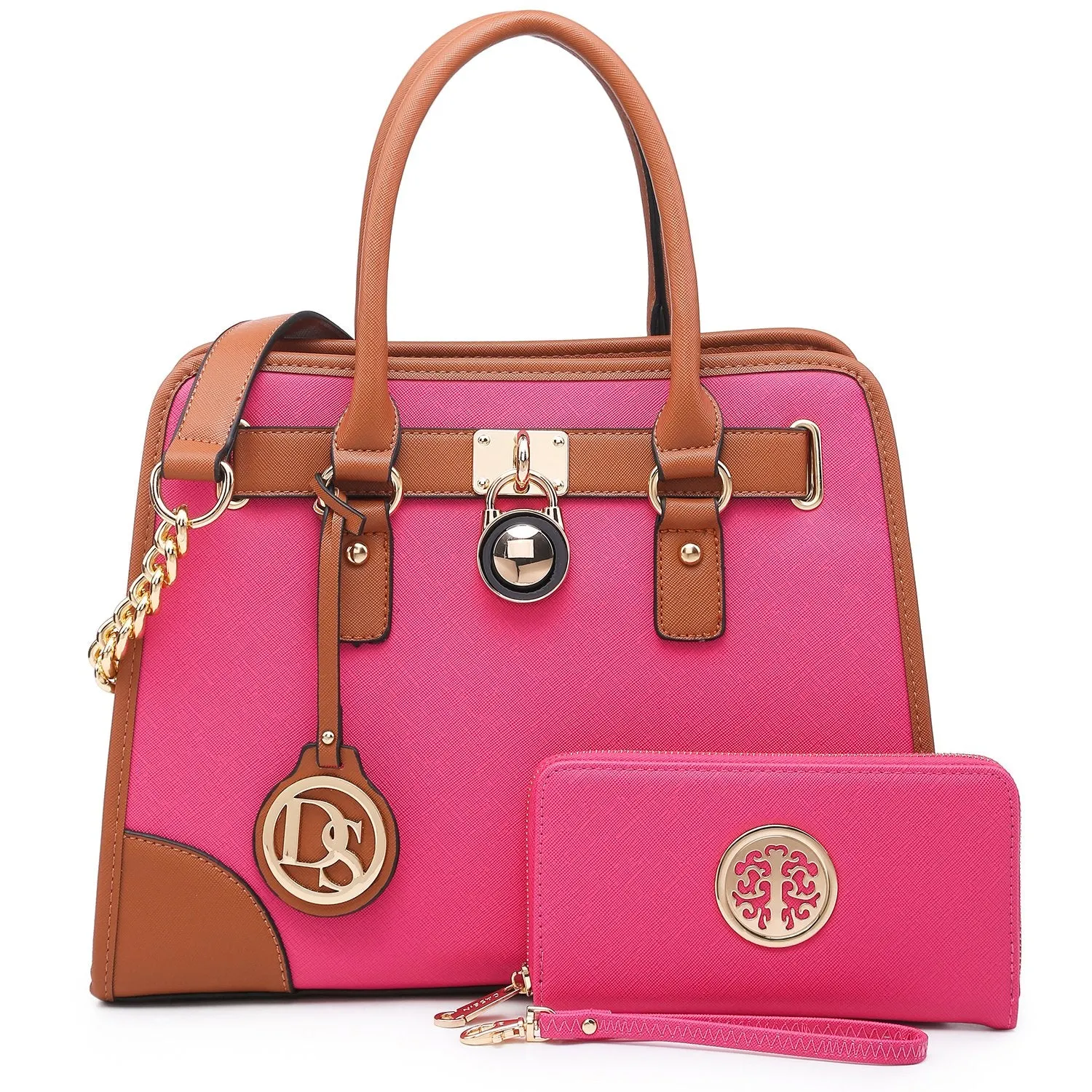 Two-Tone Handbag with Matching Wallet