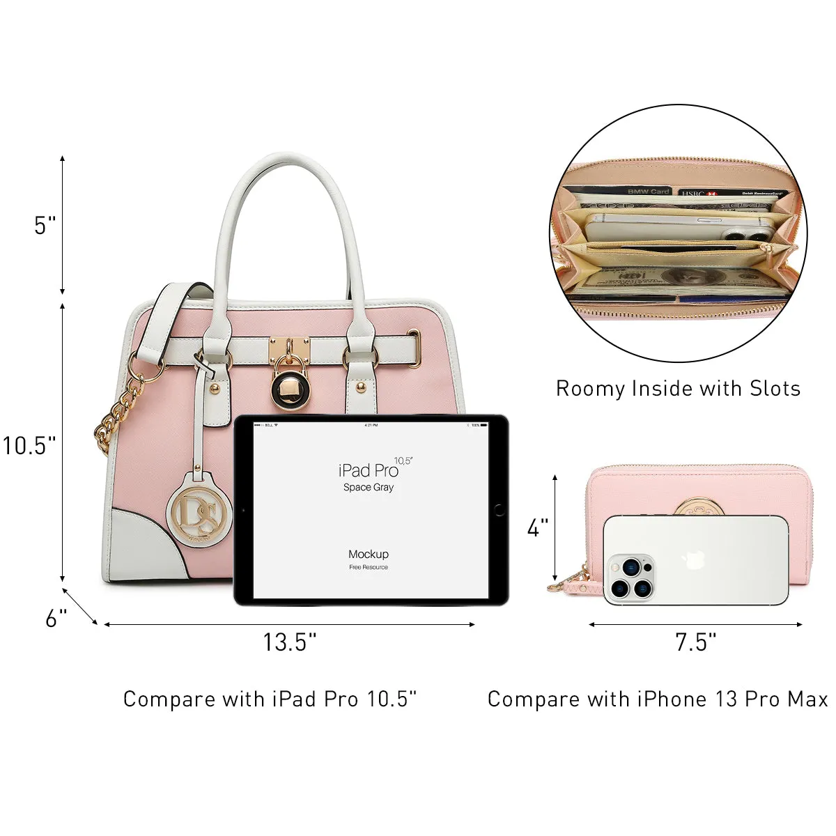 Two-Tone Handbag with Matching Wallet