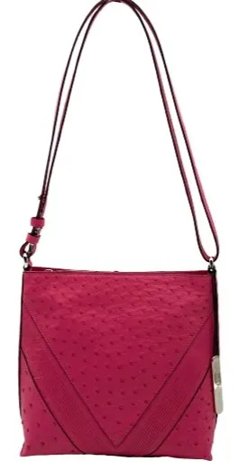 Via Veneta Vera Ostrich Quill Leather Handbag | Pink