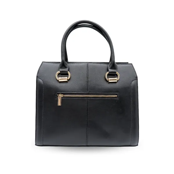 VICTORIA - Womens Black Genuine Leather Office Handbag Work Tote Bag