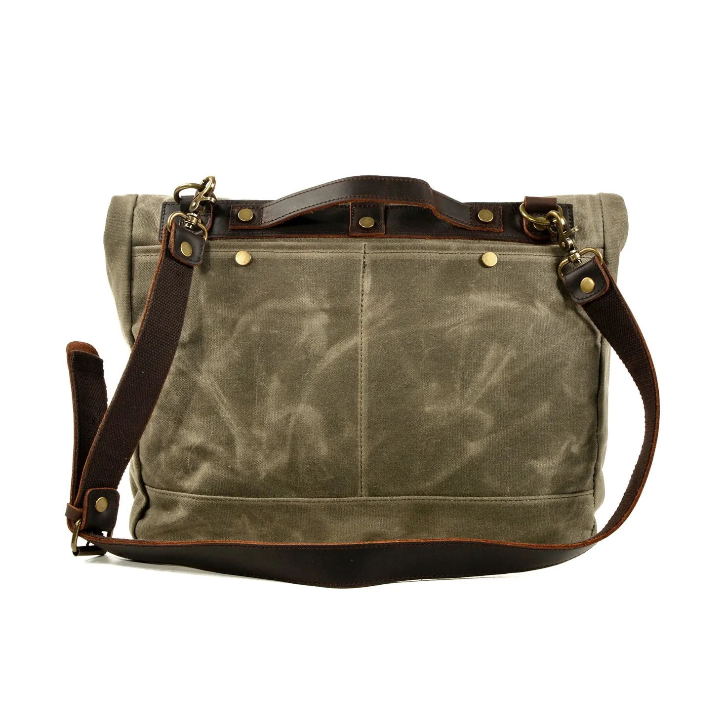 Waxed Canvas Leather Crossbody Handbag-i7bags