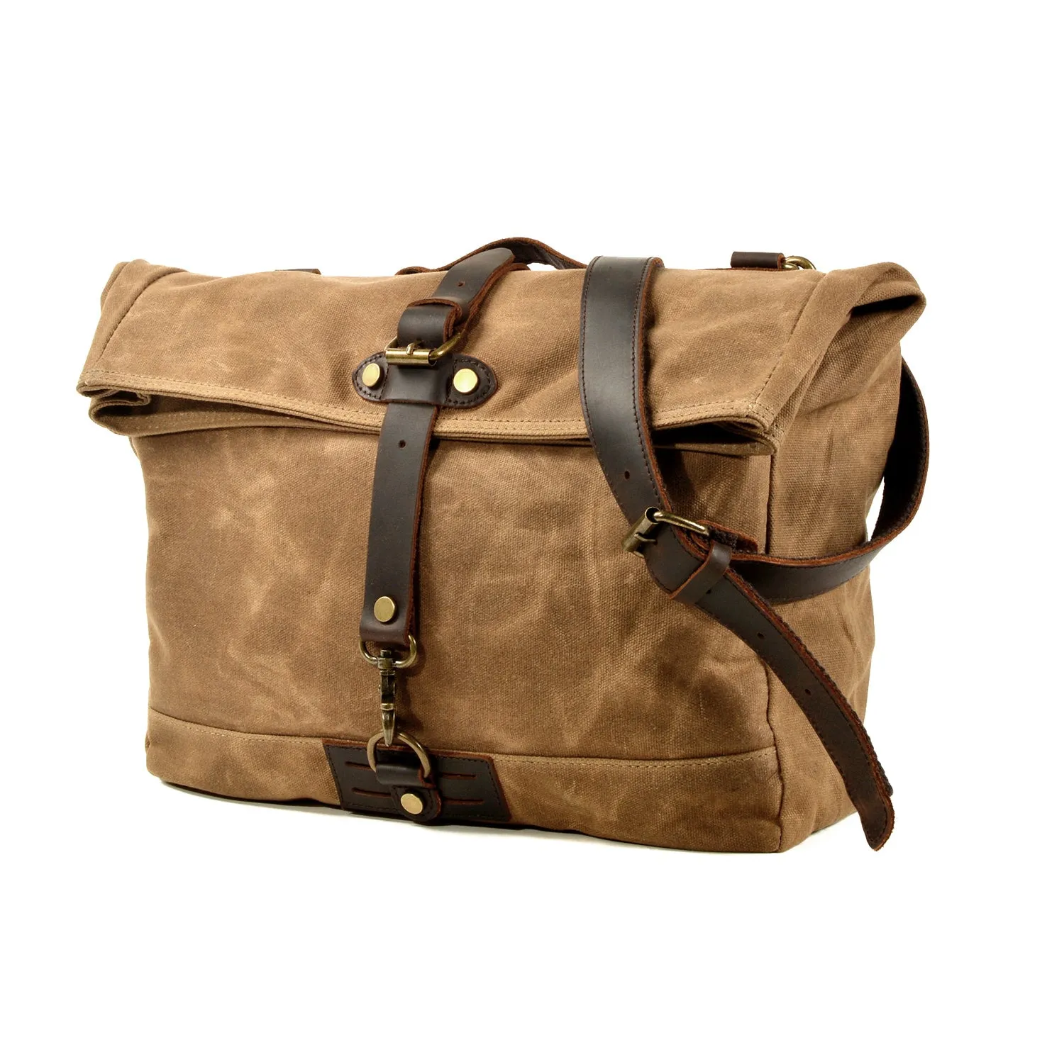 Waxed Canvas Leather Crossbody Handbag-i7bags