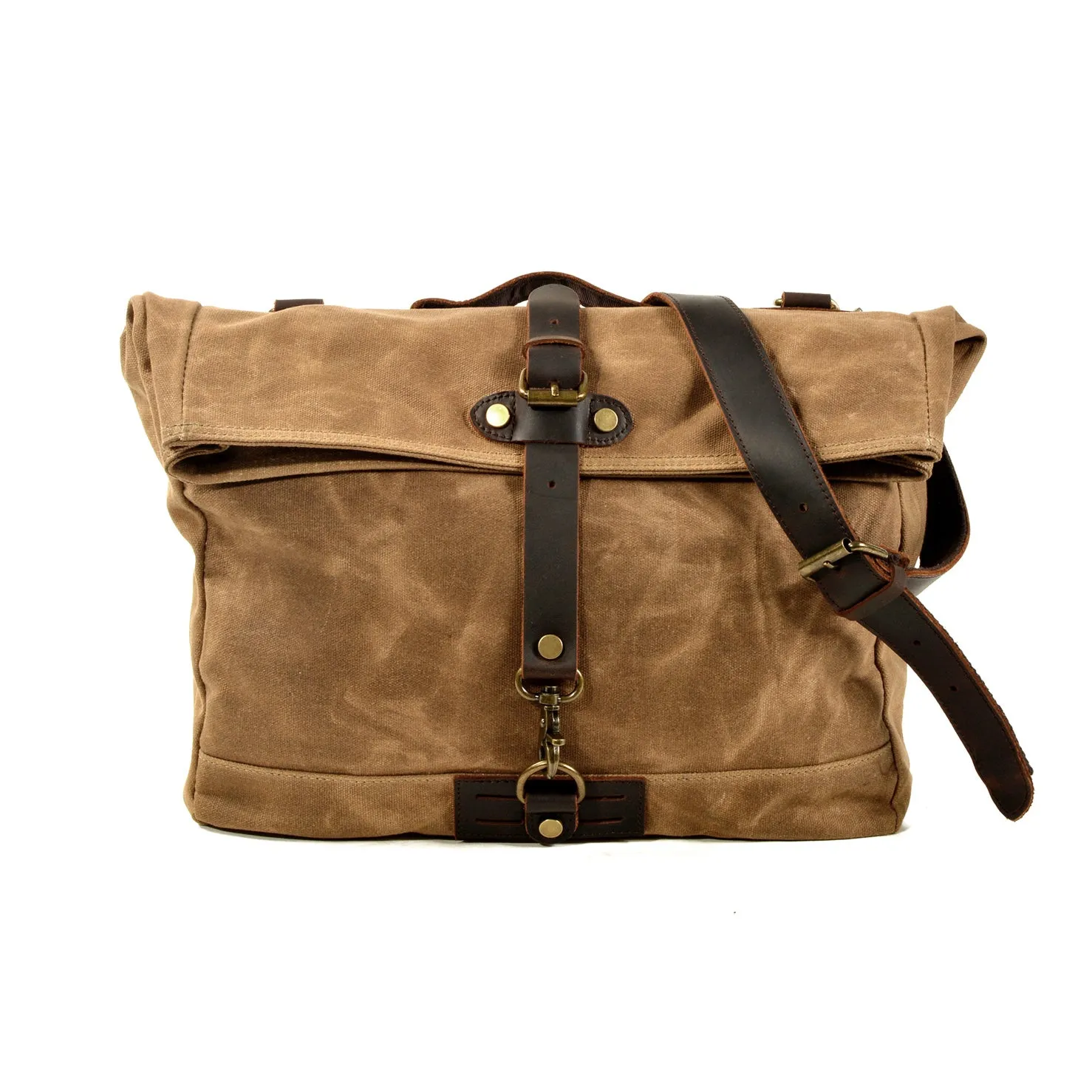 Waxed Canvas Leather Crossbody Handbag-i7bags