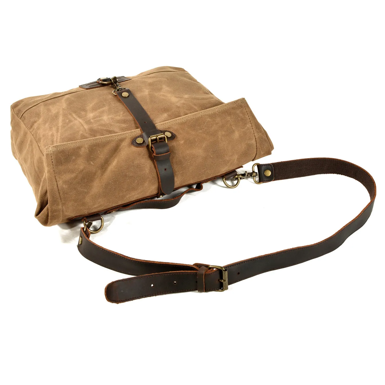 Waxed Canvas Leather Crossbody Handbag-i7bags