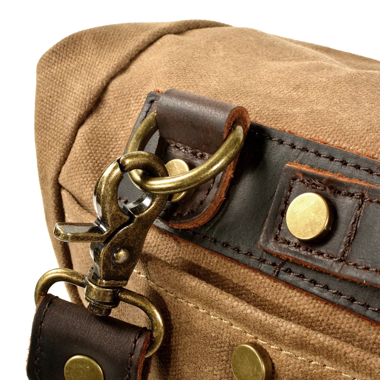 Waxed Canvas Leather Crossbody Handbag-i7bags