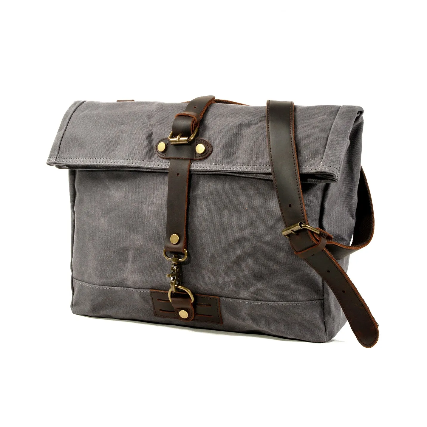 Waxed Canvas Leather Crossbody Handbag-i7bags