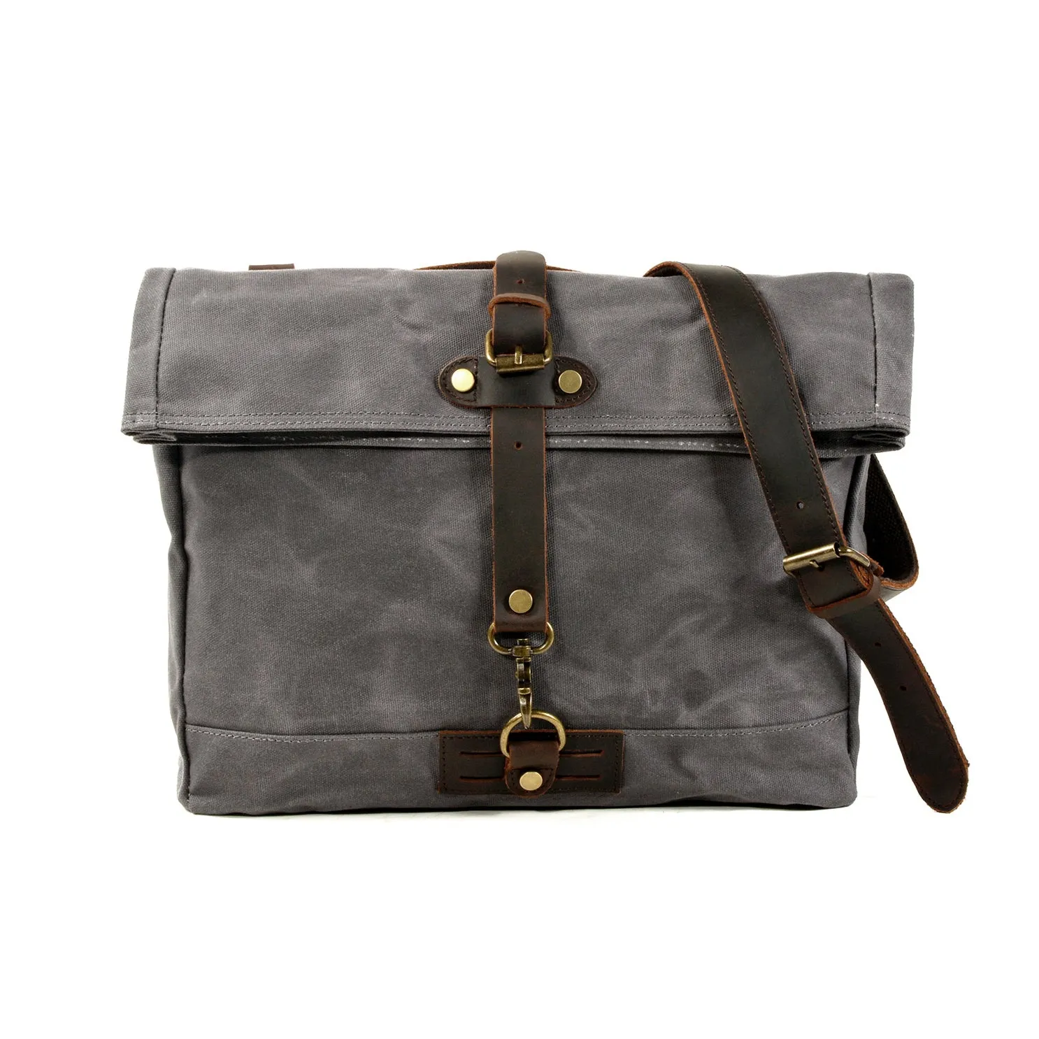 Waxed Canvas Leather Crossbody Handbag-i7bags