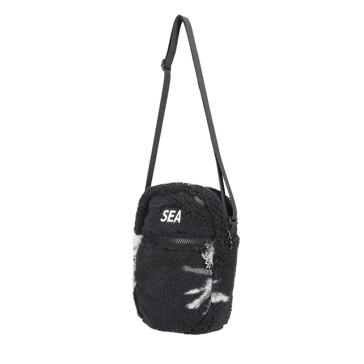 WDS PALM TREE (PATTERN) FLEECE SACOCHE SHOULDER BAG / BLACK