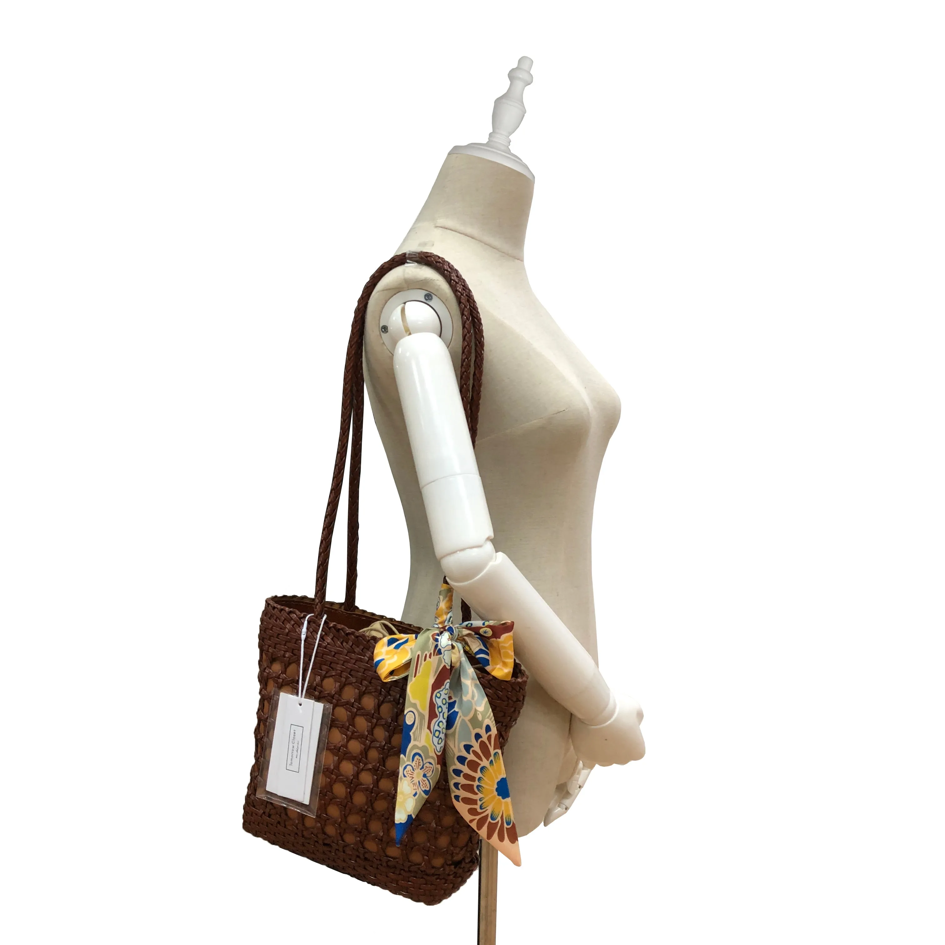 Women's genuine cowhide leather handbag handwoven Basket design