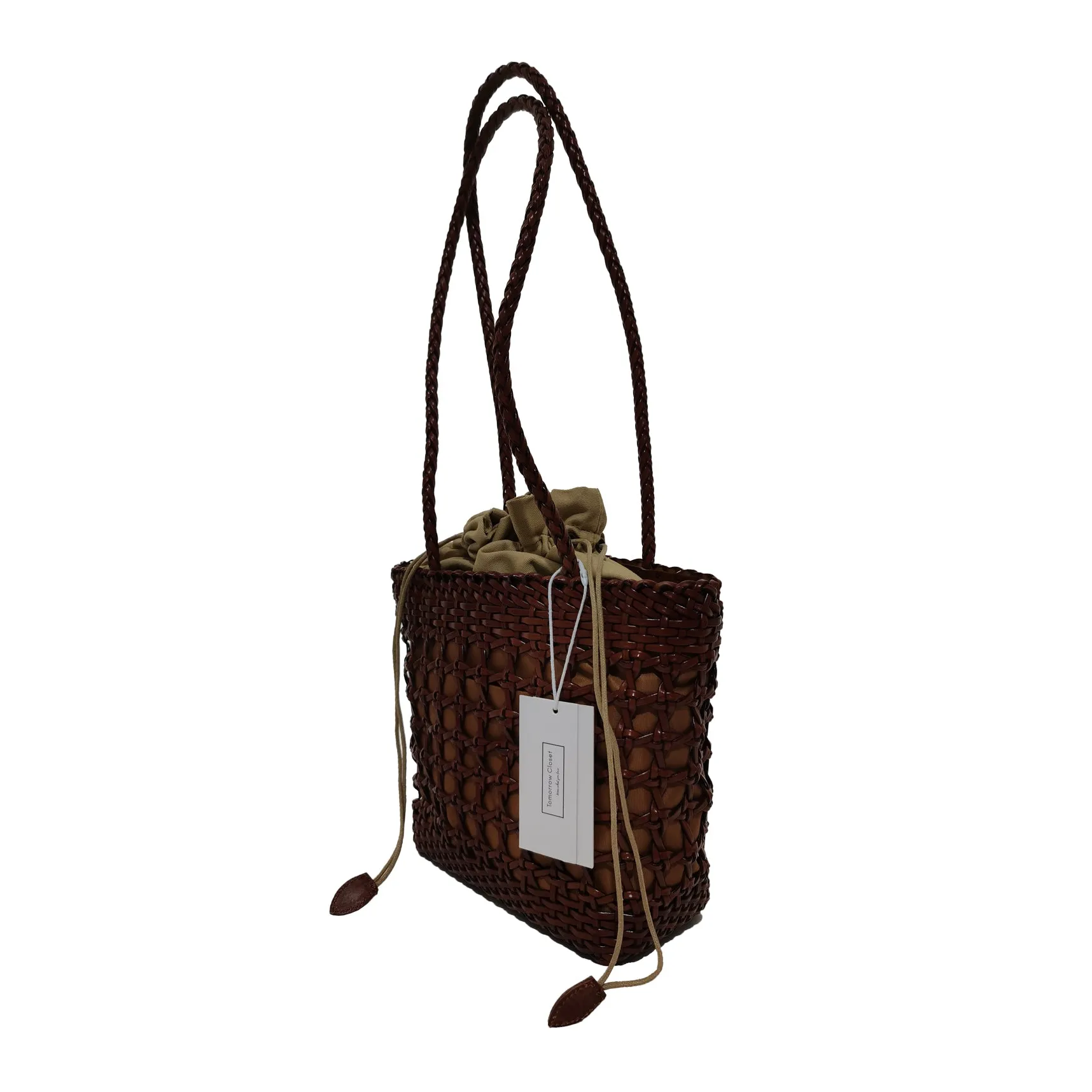 Women's genuine cowhide leather handbag handwoven Basket design