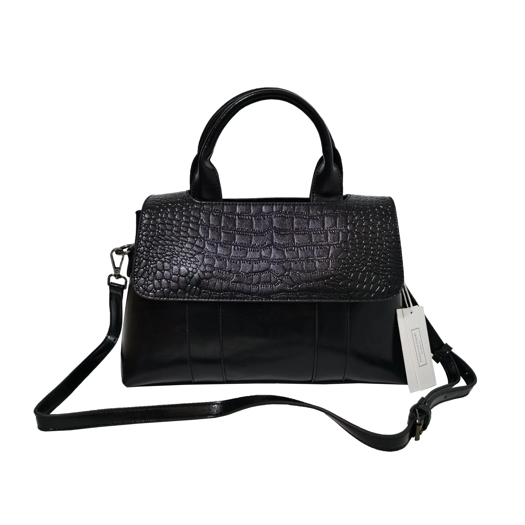 Women's genuine cowhide leather Handbag Perry design in crocodile print