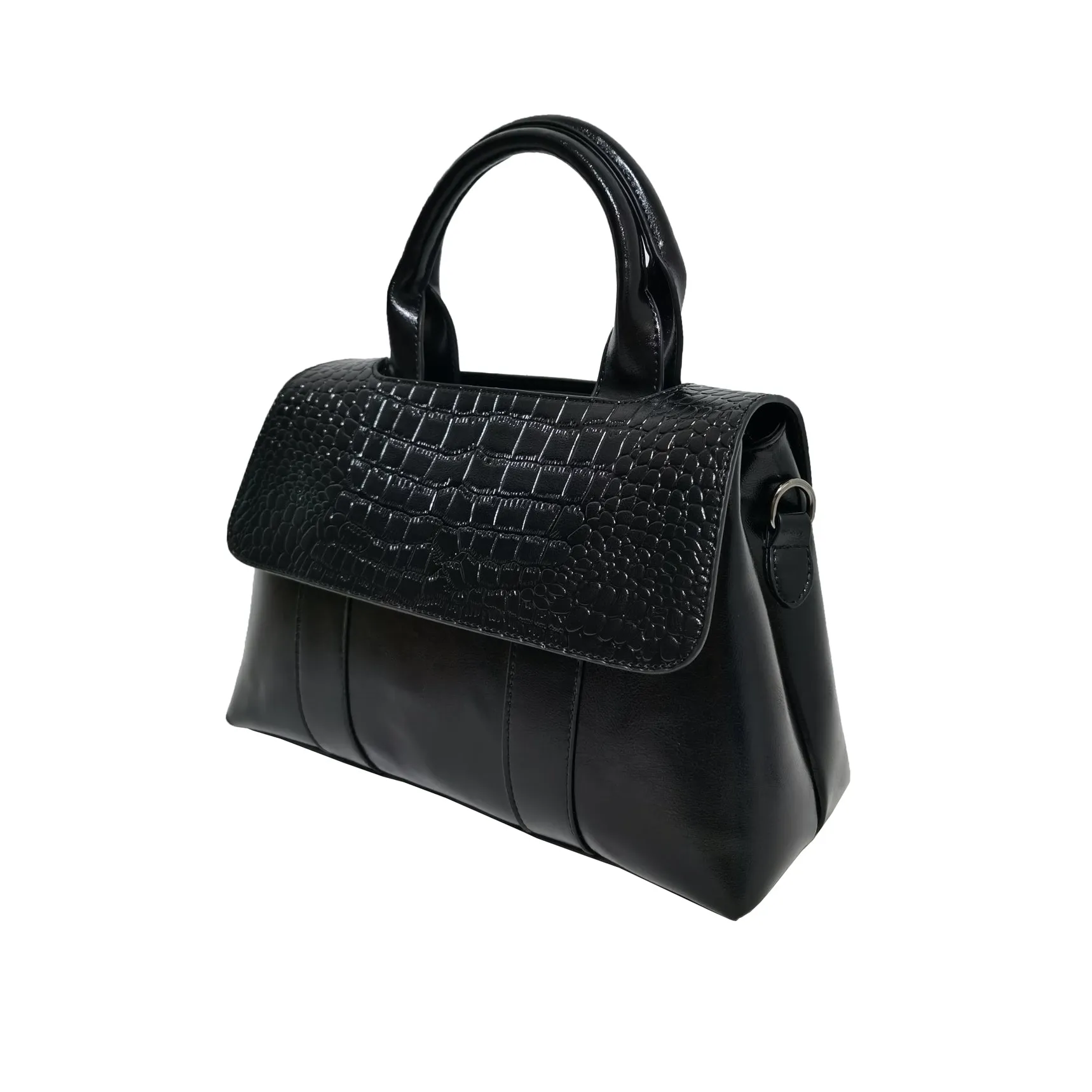 Women's genuine cowhide leather Handbag Perry design in crocodile print