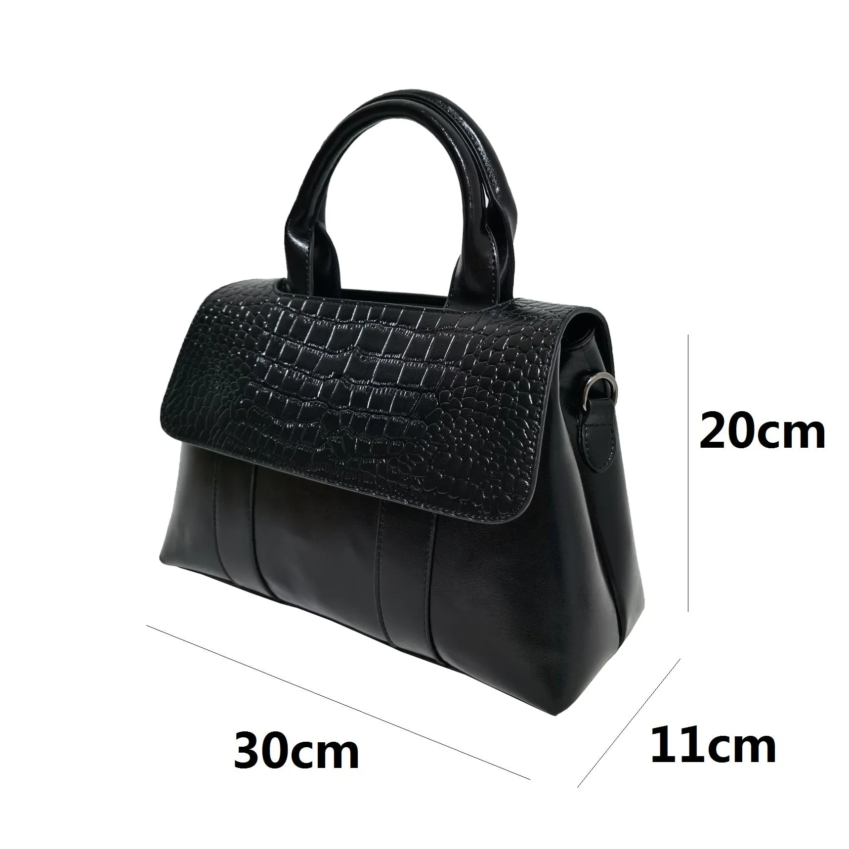 Women's genuine cowhide leather Handbag Perry design in crocodile print