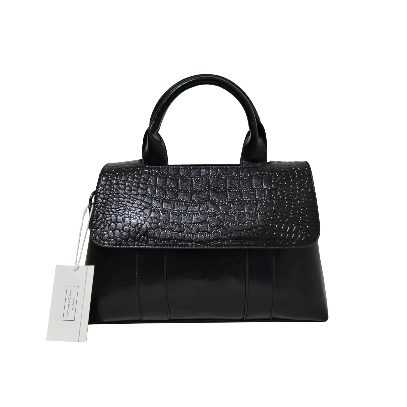 Women's genuine cowhide leather Handbag Perry design in crocodile print