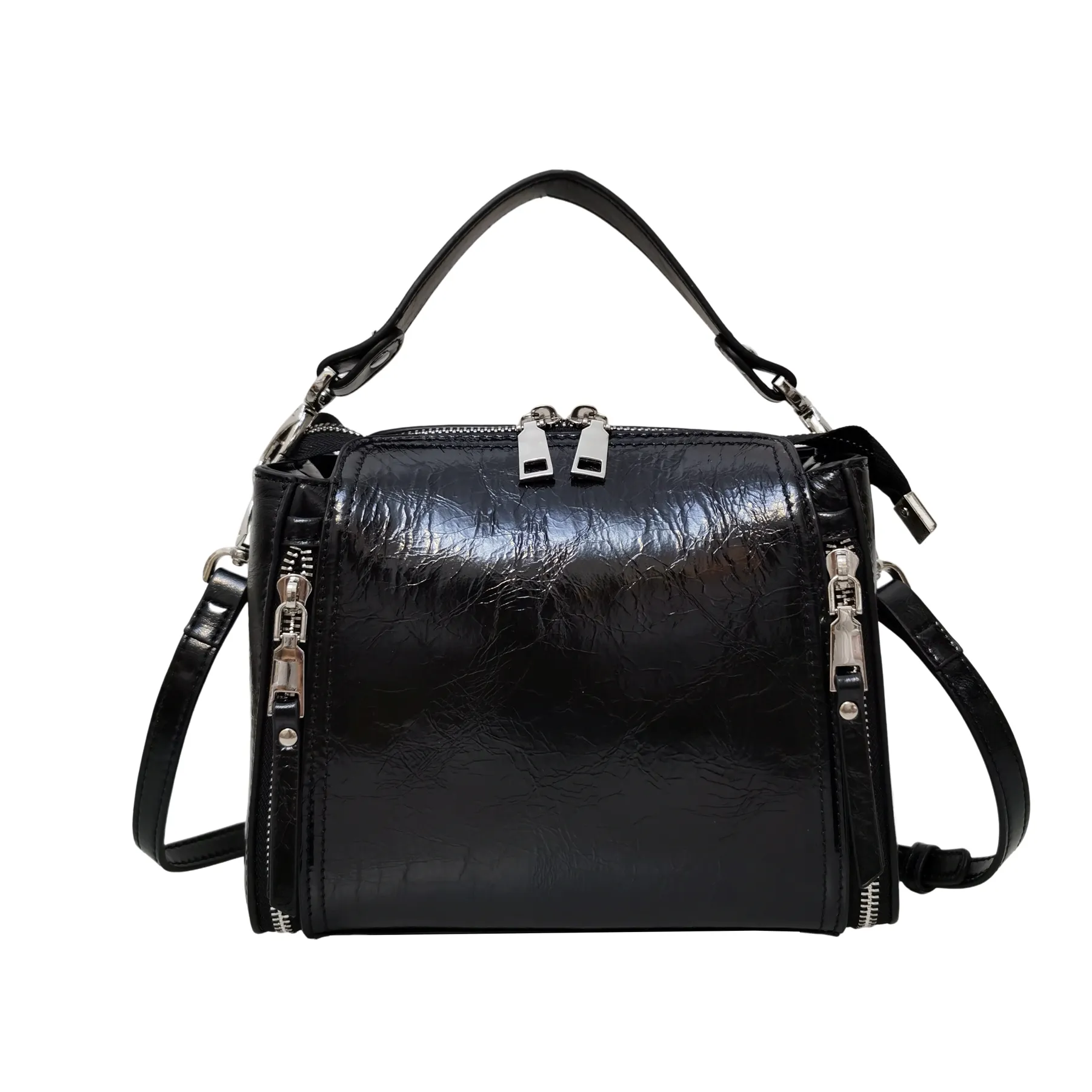 Women's genuine waxed cowhide leather handbag Boling design