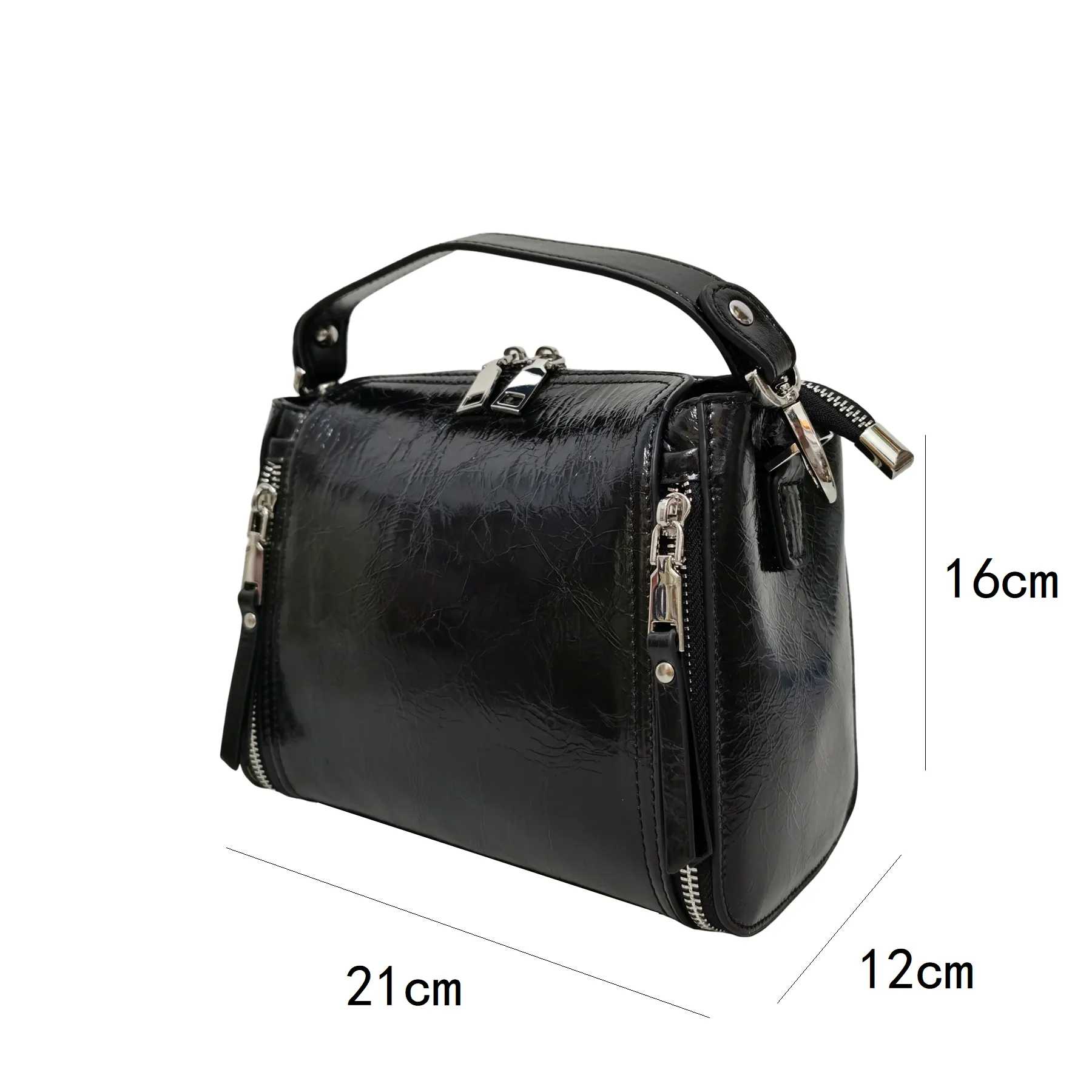 Women's genuine waxed cowhide leather handbag Boling design